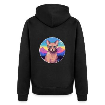 Burmesische Katze Bunte Karikatur Aquarell Illustrati - Unisex Premium Bio Zip Hoodie - Schwarz - Hinten - Nico (187cm)