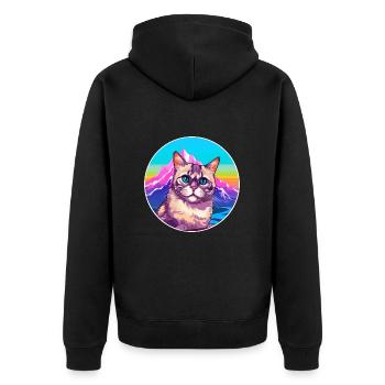Chypre Chat Coloré Dessin Animé Aquarelle Illustratio - Veste à capuche bio Premium Unisexe - noir - Dos - Nico (187cm)