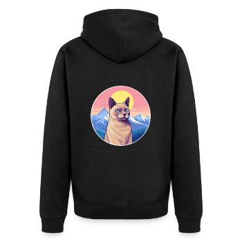 Chat birman européen coloré dessin animé aquarelle I - Veste à capuche bio Premium Unisexe - noir - Dos - Nico (187cm)