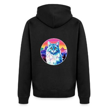 Chat Allemand À Poil Long Coloré Dessin Animé Aquarelle Il - Veste à capuche bio Premium Unisexe - noir - Dos - Nico (187cm)