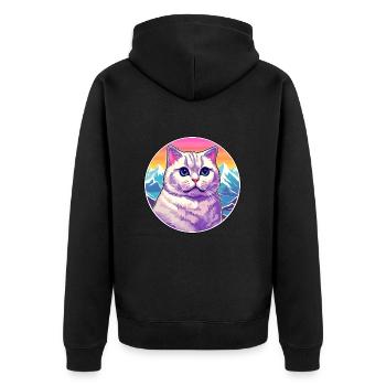 British Shorthair chat coloré dessin animé aquarelle - Veste à capuche bio Premium Unisexe - noir - Dos - Nico (187cm)