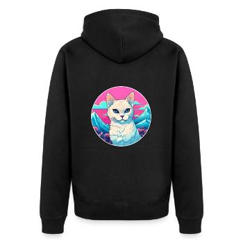 Burmilla chat coloré dessin animé aquarelle Illustrat - Veste à capuche bio Premium Unisexe - noir - Dos - Nico (187cm)