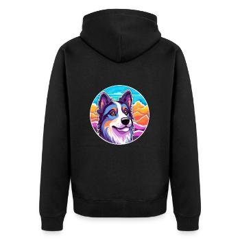 Lapponian Herder Dog Breed Cartoon Kawaii Watercol - Unisex Premium Organic Zip Hoodie - black - Back - Nico (187cm)