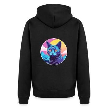 Korat chat coloré dessin animé aquarelle illustration - Veste à capuche bio Premium Unisexe - noir - Dos - Nico (187cm)