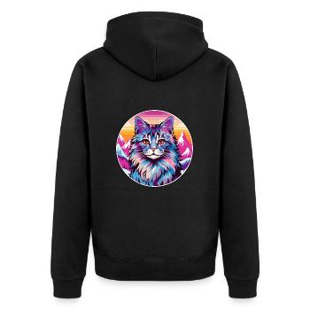 Laperm Cat Colorful Cartoon Watercolor Illustratio - Unisex Premium Organic Zip Hoodie - black - Back - Nico (187cm)