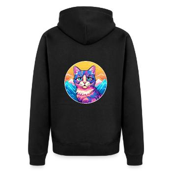 Manx Cat Coloré Cartoon Aquarelle Illustration - Veste à capuche bio Premium Unisexe - noir - Dos - Nico (187cm)