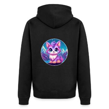 Pixie Cat Colorful Cartoon Watercolor Illustration - Unisex Premium Organic Zip Hoodie - black - Back - Nico (187cm)