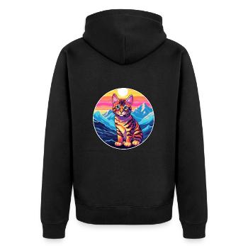Toyger Cat Colorful Cartoon Watercolor Illustratio - Unisex Premium Organic Zip Hoodie - black - Back - Nico (187cm)