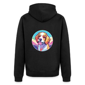 Nederlandse Kooikerhondje Dog Breed Cartoon Kawaii - Veste à capuche bio Premium Unisexe - noir - Dos - Nico (187cm)