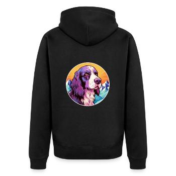 Munsterlander Large Dog Breed Cartoon Kawaii Water - Unisex Premium Organic Zip Hoodie - black - Back - Nico (187cm)