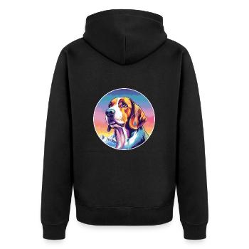 Polish Hound Dog Breed Cartoon Kawaii Watercolor - Unisex Premium Organic Zip Hoodie - black - Back - Nico (187cm)