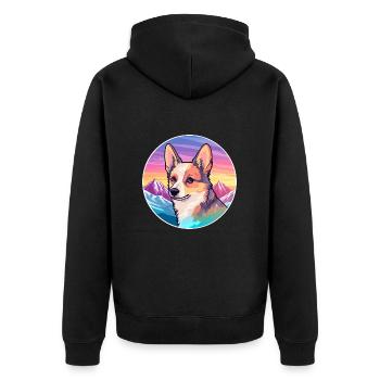 Norwegische Lundehund Hunderasse Cartoon Kawaii Wasser - Unisex Premium Bio Zip Hoodie - Schwarz - Hinten - Nico (187cm)