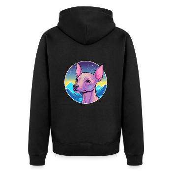 Mexikanische haarlose Hunderasse Cartoon Kawaii Watercol - Unisex Premium Bio Zip Hoodie - Schwarz - Hinten - Nico (187cm)