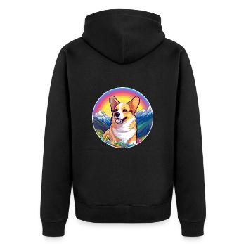 Pembroke Welsh Corgi Dog Breed Cartoon Kawaii Wate - Unisex Premium Organic Zip Hoodie - black - Back - Nico (187cm)