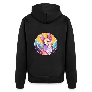 Portugais Podengo Chien Race Cartoon Kawaii Waterc - Veste à capuche bio Premium Unisexe - noir - Dos - Nico (187cm)
