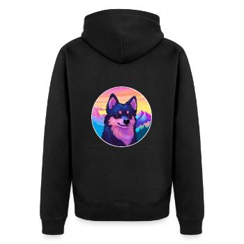 Schipperke chien race dessin animé Kawaii aquarelle - Veste à capuche bio Premium Unisexe - noir - Dos - Nico (187cm)