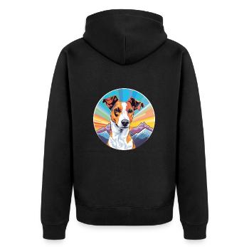 Glatter Foxterrier Hunderasse Cartoon Kawaii Waterc - Unisex Premium Bio Zip Hoodie - Schwarz - Hinten - Nico (187cm)