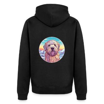 Soft Coated Wheaten Terrier Dog Breed Cartoon Kawa - Unisex Premium Organic Zip Hoodie - black - Back - Nico (187cm)