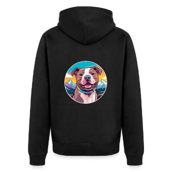 Staffordshire Bullterrier Hunderasse Karikatur Kawai - Unisex Premium Bio Zip Hoodie - Schwarz - Hinten - Nico (187cm)