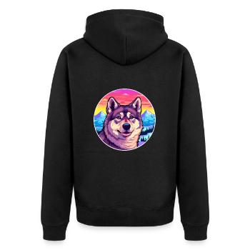 Chien d’élan suédois race de chien Cartoon Kawaii Watercol - Veste à capuche bio Premium Unisexe - noir - Dos - Nico (187cm)