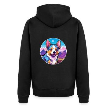 Texas Heeler Dog Breed Cartoon Kawaii Watercolor - Unisex Premium Organic Zip Hoodie - black - Back - Nico (187cm)