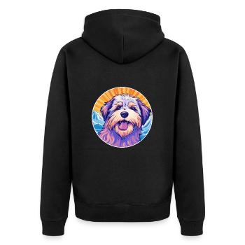 Sarplaninac Hunderasse Karikatur Kawaii Aquarell - Unisex Premium Bio Zip Hoodie - Schwarz - Hinten - Nico (187cm)