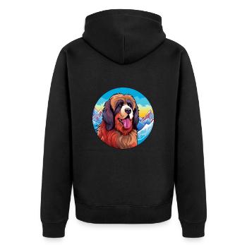 Tibetischer Mastiff Hunderasse Cartoon Kawaii Watercolo - Unisex Premium Bio Zip Hoodie - Schwarz - Hinten - Nico (187cm)