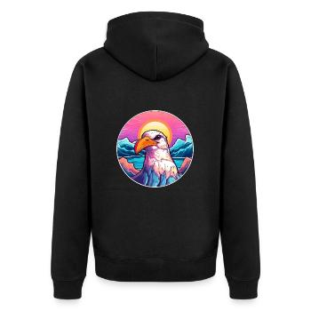 Albatros aquarelle dessin animé Kawaii animal de compagnie Col - Veste à capuche bio Premium Unisexe - noir - Dos - Nico (187cm)