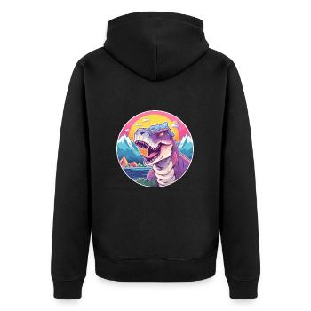 Dinosaure Aquarelle Dessin Animé Kawaii Animal Animal Colo - Veste à capuche bio Premium Unisexe - noir - Dos - Nico (187cm)