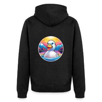 Canard Aquarelle Dessin Animé Kawaii Animal De Compagnie Coloré - Veste à capuche bio Premium Unisexe - noir - Dos - Nico (187cm)