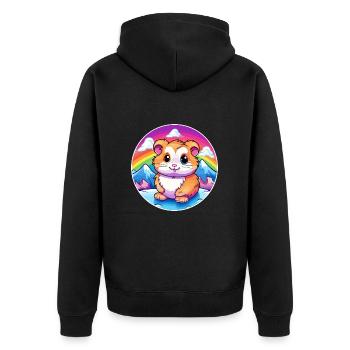 Hamster Aquarell Karikatur Kawaii Haustier Tier Farbe - Unisex Premium Bio Zip Hoodie - Schwarz - Hinten - Nico (187cm)