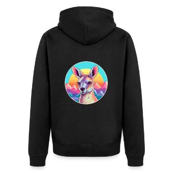 Kangourou Aquarelle Dessin Animé Kawaii Animal Animal Colo - Veste à capuche bio Premium Unisexe - noir - Dos - Nico (187cm)