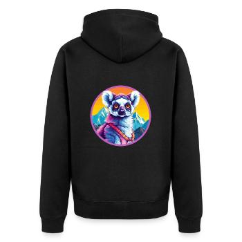 Lemur Watercolor Cartoon Kawaii Pet Animal Colorfu - Unisex Premium Organic Zip Hoodie - black - Back - Nico (187cm)
