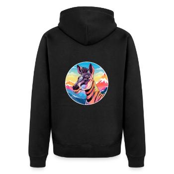 Okapi Watercolor Cartoon Kawaii Pet Animal Colorfu - Unisex Premium Organic Zip Hoodie - black - Back - Nico (187cm)