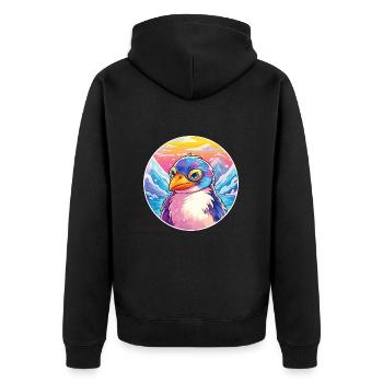Pingouin Aquarelle Dessin Animé Kawaii Animal De Compagnie Animal Couleur - Veste à capuche bio Premium Unisexe - noir - Dos - Nico (187cm)