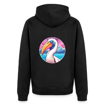 Pélican Aquarelle Dessin Animé Kawaii Animal De Compagnie Animal Couleur - Veste à capuche bio Premium Unisexe - noir - Dos - Nico (187cm)