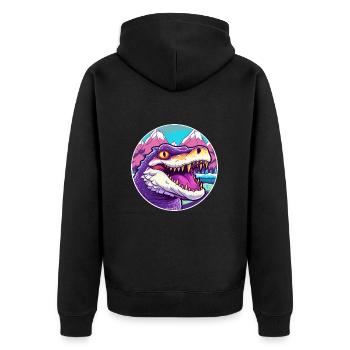 Crocodile aquarelle dessin animé kawaii animal de compagnie Col - Veste à capuche bio Premium Unisexe - noir - Dos - Nico (187cm)
