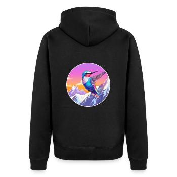 Colibri Aquarelle Dessin Animé Kawaii Animal De Compagnie C - Veste à capuche bio Premium Unisexe - noir - Dos - Nico (187cm)