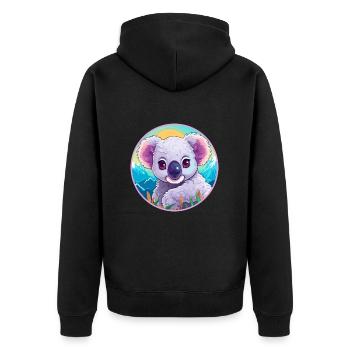 Koala Watercolor Cartoon Kawaii Pet Animal Colorfu - Unisex Premium Organic Zip Hoodie - black - Back - Nico (187cm)