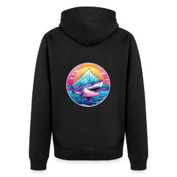 Requin Aquarelle Dessin Animé Kawaii Animal De Compagnie Colorfu - Veste à capuche bio Premium Unisexe - noir - Dos - Nico (187cm)