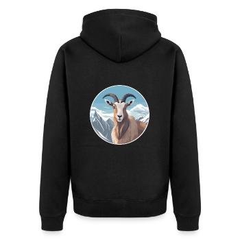 Goat Watercolor Cartoon Kawaii Pet Animal Colorful - Unisex Premium Organic Zip Hoodie - black - Back - Nico (187cm)
