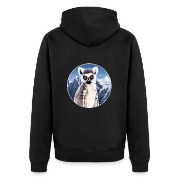 Lemur Watercolor Cartoon Kawaii Pet Animal Colorfu - Unisex Premium Organic Zip Hoodie - black - Back - Nico (187cm)
