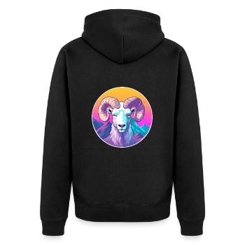 Widder Aquarell Karikatur Kawaii Haustier Tier Bunt - Unisex Premium Bio Zip Hoodie - Schwarz - Hinten - Nico (187cm)