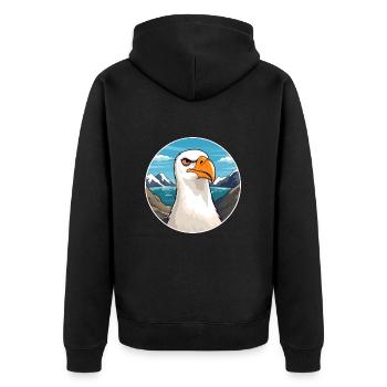 Albatros aquarelle dessin animé Kawaii animal de compagnie Col - Veste à capuche bio Premium Unisexe - noir - Dos - Nico (187cm)