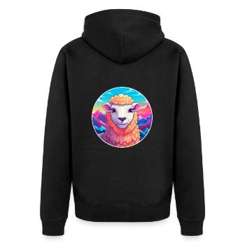 Mouton Aquarelle Dessin Animé Kawaii Animal Animal Colorfu - Veste à capuche bio Premium Unisexe - noir - Dos - Nico (187cm)