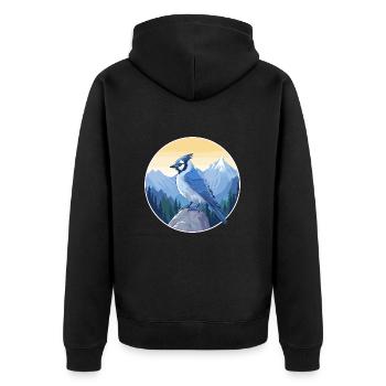 Blue Jay Watercolor Cartoon Kawaii Pet Animal Colo - Unisex Premium Organic Zip Hoodie - black - Back - Nico (187cm)
