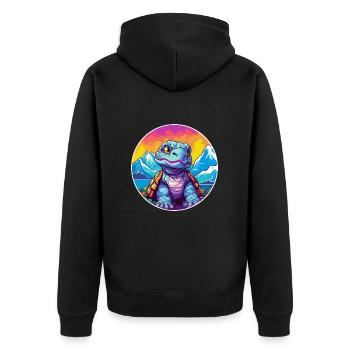 Turtle Watercolor Cartoon Kawaii Pet Animal Colorf - Unisex Premium Organic Zip Hoodie - black - Back - Nico (187cm)