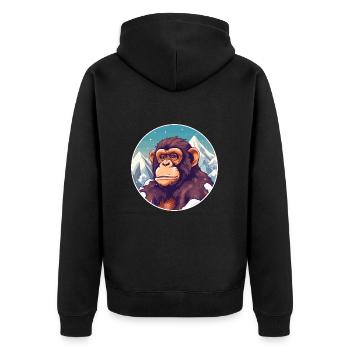 Chimpanzé aquarelle dessin animé kawaii animal de compagnie Co - Veste à capuche bio Premium Unisexe - noir - Dos - Nico (187cm)