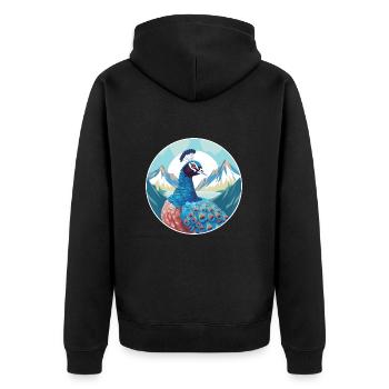 Paon Aquarelle Dessin Animé Kawaii Animal De Compagnie Animal Couleur - Veste à capuche bio Premium Unisexe - noir - Dos - Nico (187cm)