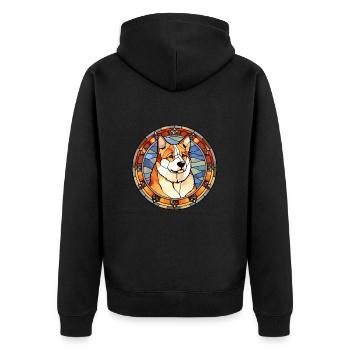 American Akita chien race vitrail coloré Wa - Veste à capuche bio Premium Unisexe - noir - Dos - Nico (187cm)